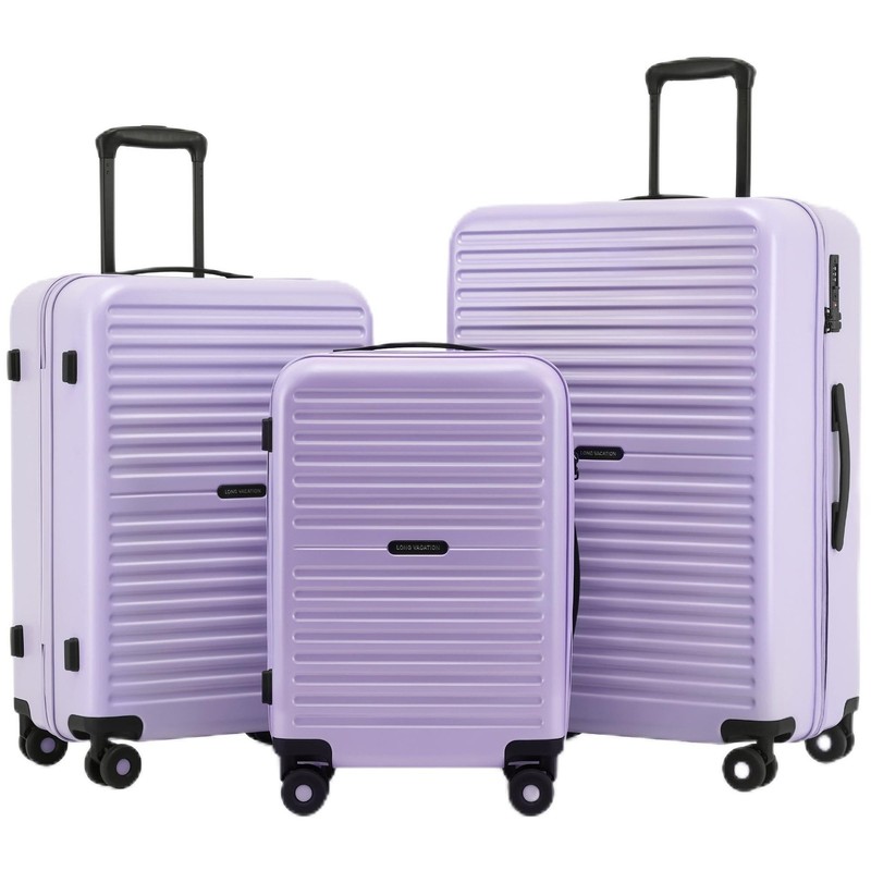 LONG VACATION Luggage Sets, PC Lightweight Suitcase with Spinner wheels, 3 Pi…