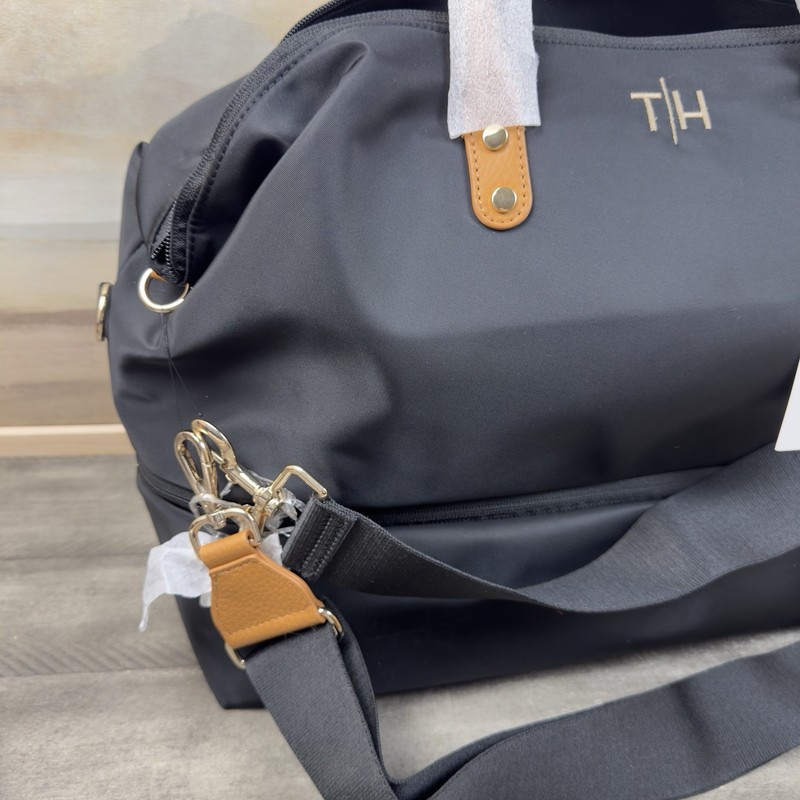 Mark & Graham Terminal 1 Expandable Travel Tote Bag Black Monogrammed “TH” NWOT gallery