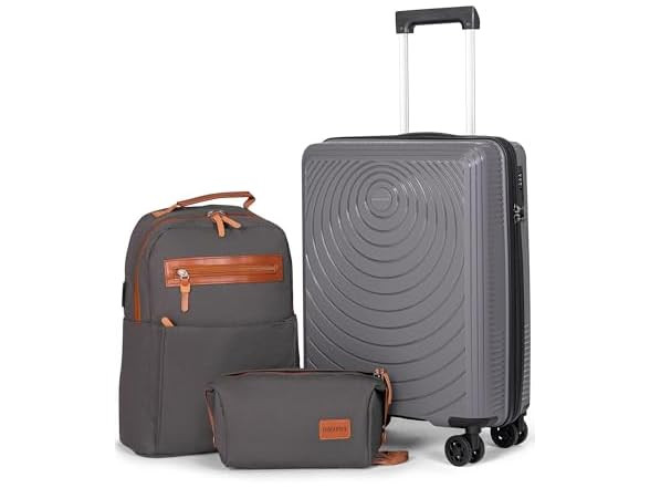 “22-Inch Carry-On Softshell Luggage – 22” Airline Approved, GREY ” 3 SET