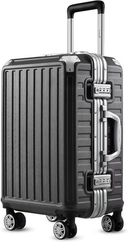 LUGGEX Hard Shell Carry on Luggage with Aluminum Frame - 100% PC No Zipper Suitc