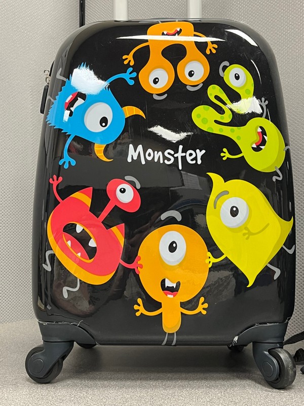 Set of 2 Kids Luggage Set 12" Backpack & 16" Rolling Suitcase Travel ABS Monster gallery