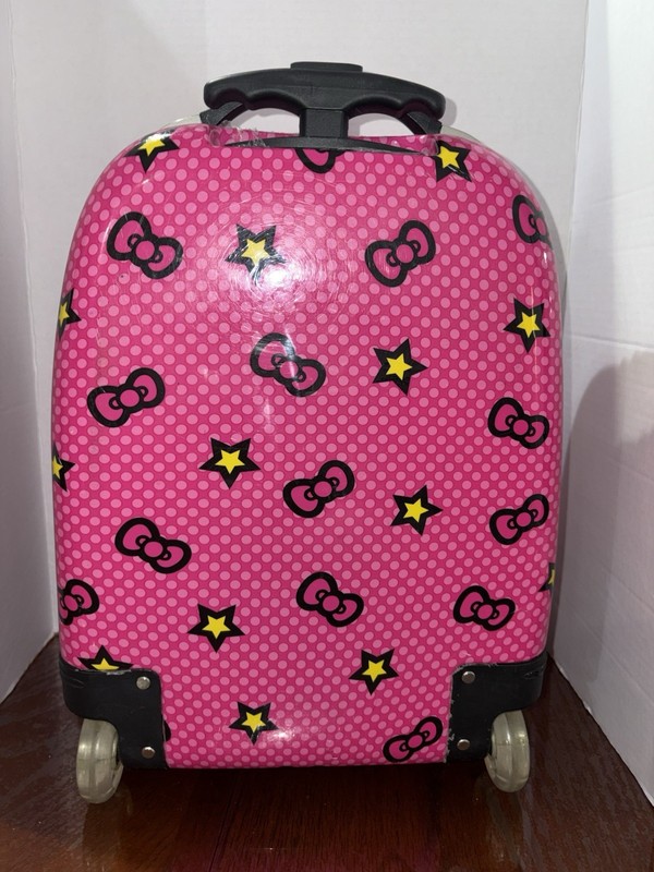 Hello Kitty Sanrio Hard Shell Overnight Rolling Suitcase Girls Luggage Pink 17" gallery