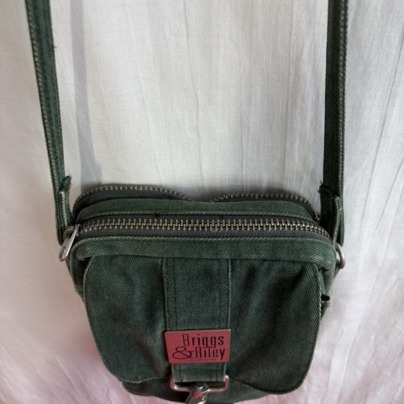 Vtg Briggs& Riley Half Moon Bay Green Unisex Canvas Crossbody Travel Utility Bag gallery