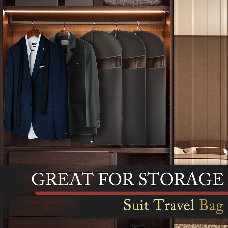 Compatible with Travel Suit Bag Garment Bag 40 Inch 2 Pack Black Polyester gallery
