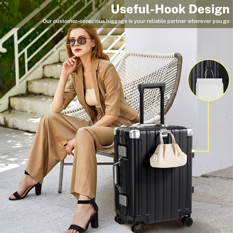Carry on Luggage 20 Inch Aluminum Frame Luggage with Spinner Wheels Hardshell No gallery