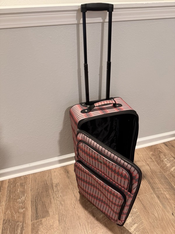 Pink Gray Abstract Pattern Soft Carry-On Luggage with Wheels and Top Handle gallery
