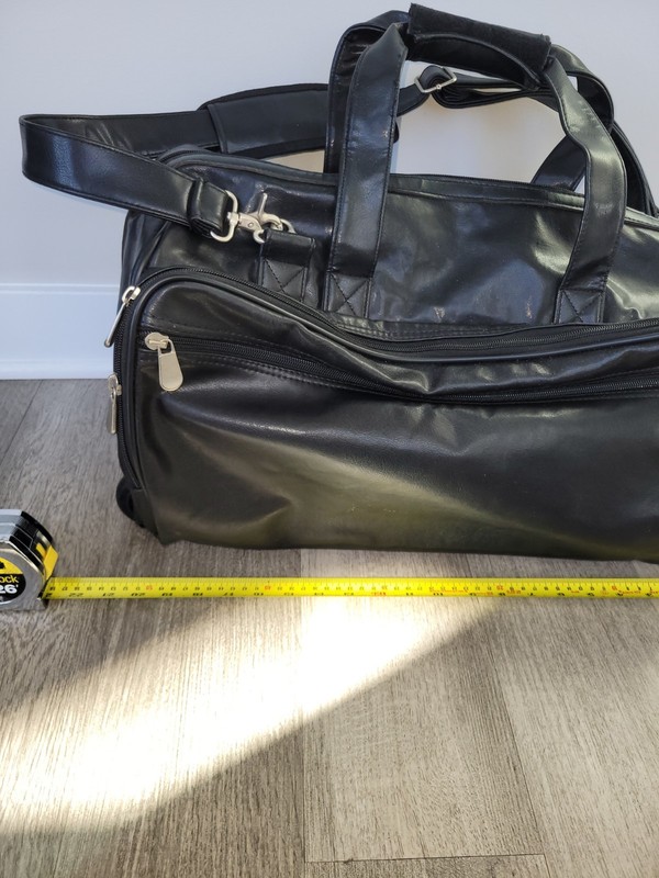 Black Leather (Synthetic) Roller Carry On Bag With Shoulder Strap gallery