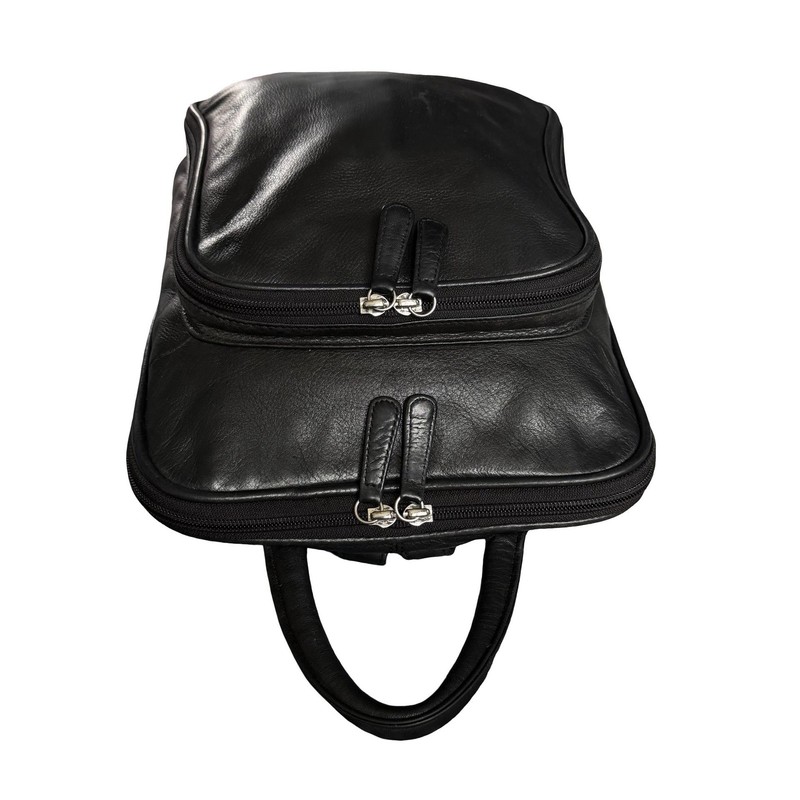 Osgoode Marley Black Leather Backpack Adjustable Straps Organizer Travel Bag gallery
