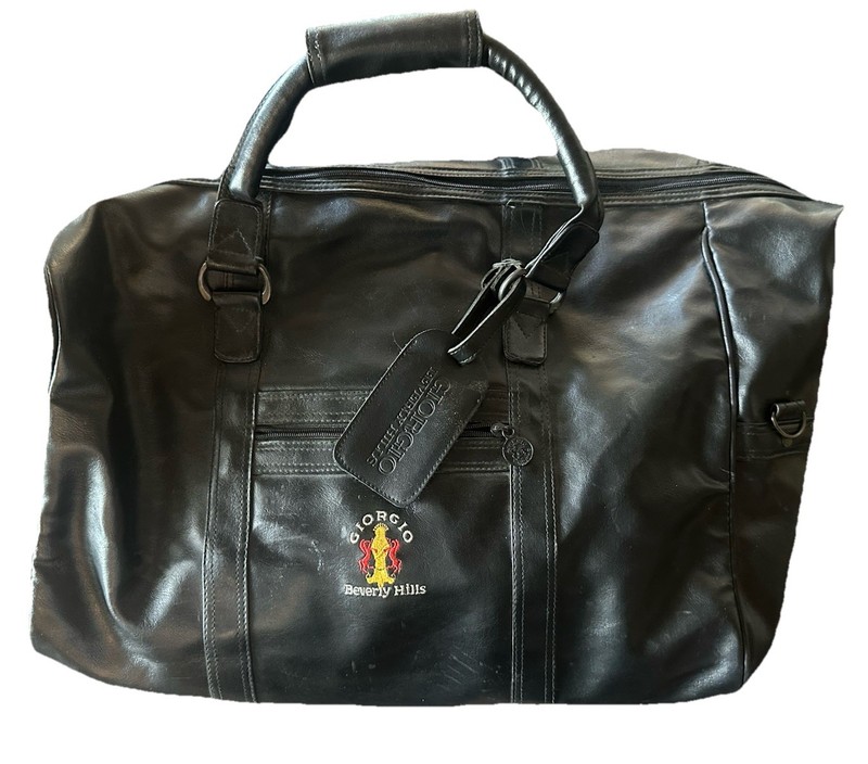 Vintage Giorgio Beverly Hills Black Travel Duffel Bag Retro Weekender Carry On