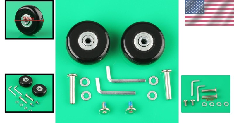Comprehensive Suitcase Wheel Replacement Set - 2 Wheels, Axles & Tools Included gallery