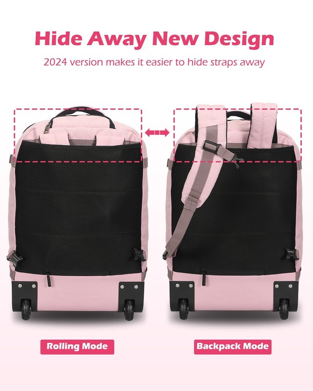 Hynes Eagle 42L Rolling Backpack Flight Approved Carry on Luggage TSA Suitcase gallery