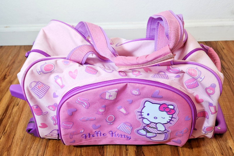 Hello Kitty Red Rolling Duffle Bag Travel Luggage Cute Character Print