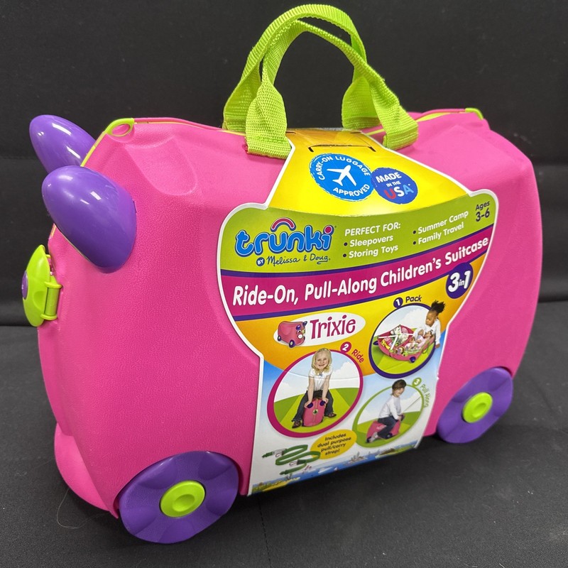 Made in USA Real Melissa & Doug Trunki Ride-on Kids Suitcase Trixie Girl Pink