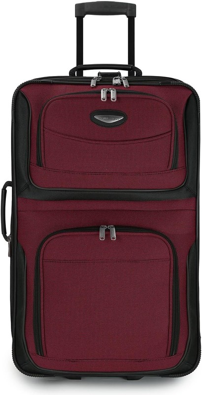 25 Inch Burgundy Expandable Rolling Suitcase Durable Travel Luggage