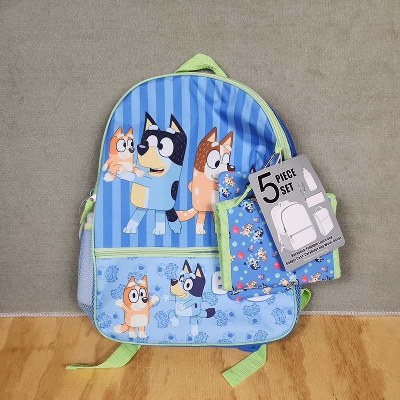 Bluey Kids 5 Piece Backpack Set Lunch Bag Water Bottle Accessory Innovations
