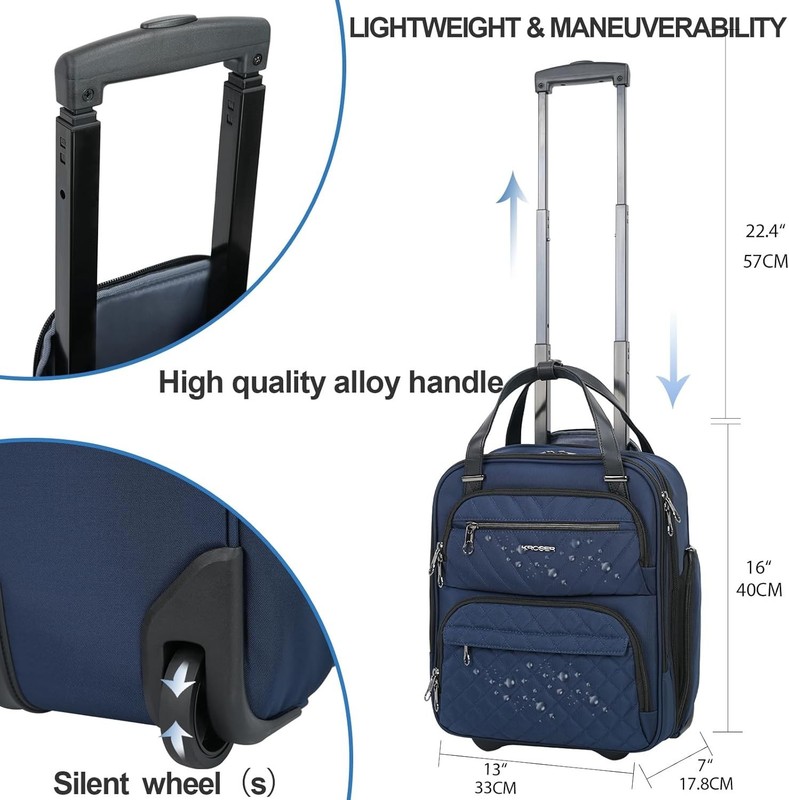 Stylish Multi-Functional 16-Inch Underseat Suitcase for Effortless Travel - Navy gallery