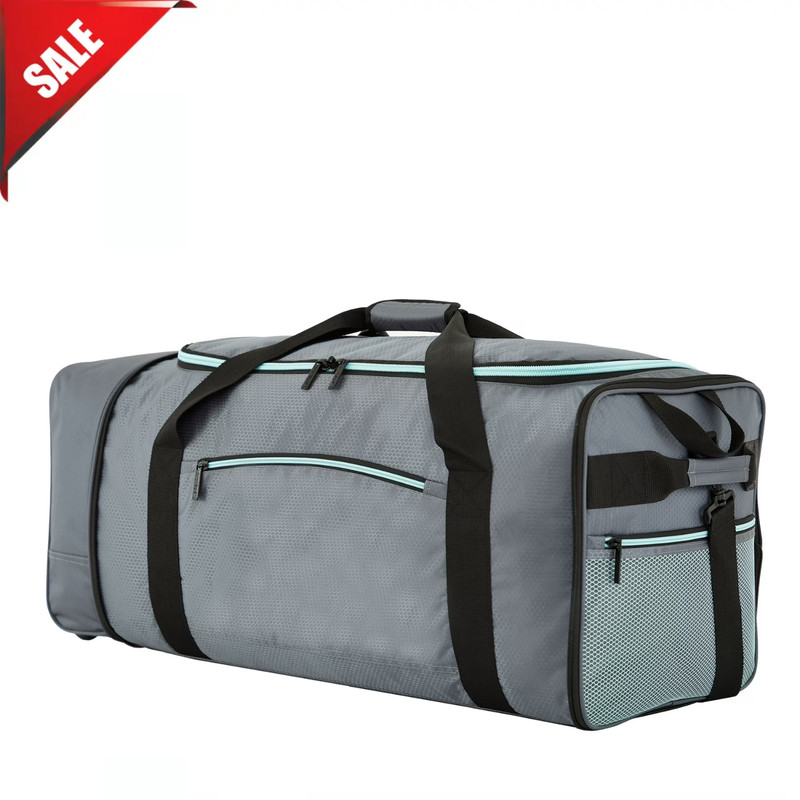 Protege 32-inch Large Compactible Gray Rolling Duffel Bag for Travel