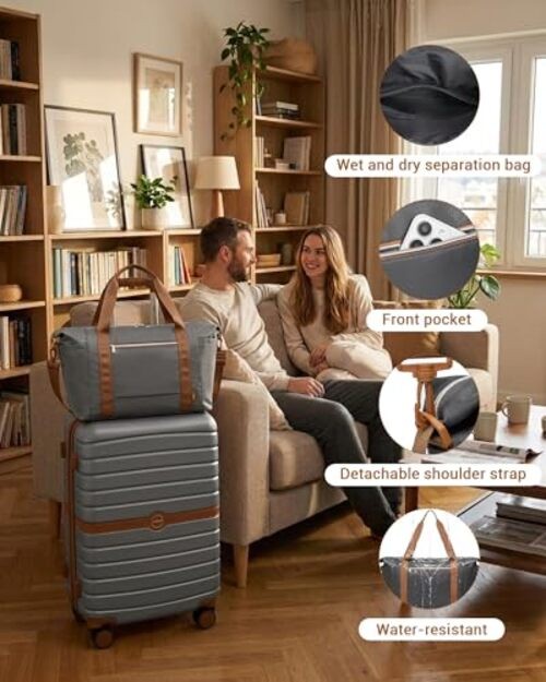Luggage Sets 2 Pieces - Expandable 24 Inch - Grey/Brown - 24/Db gallery