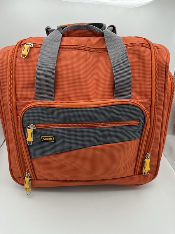 Lucas compact rolling suitcase, pockets, storage, 15”