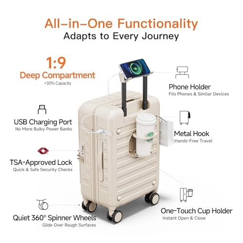 Top Opening Expandable Lightweight PC Hard Shell Carry-on 20-Inch Beige gallery