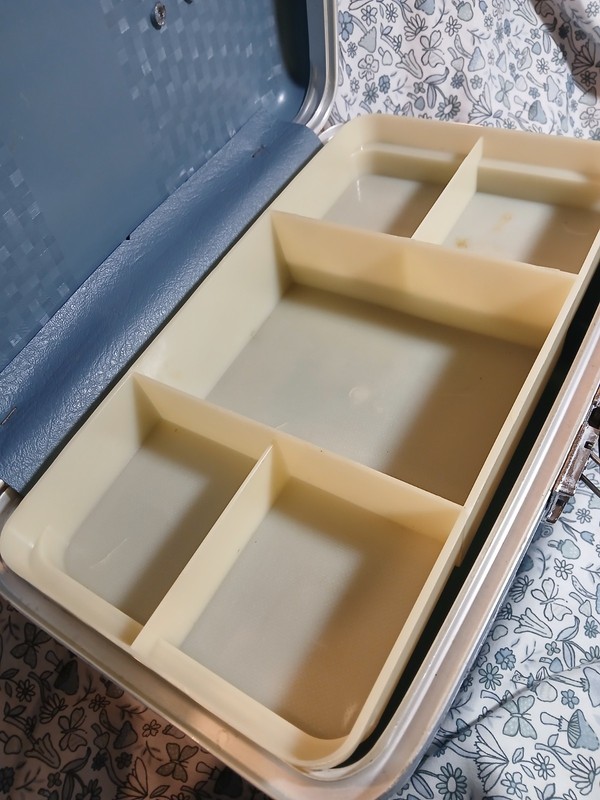 Vintage Forecast Blue Hard Shell Train Case with Original Tray Mid Century Sears gallery