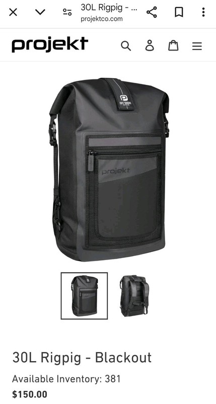 Projekt 30L Rigpig Blackout Pack Offshore Waterproof Black Gray