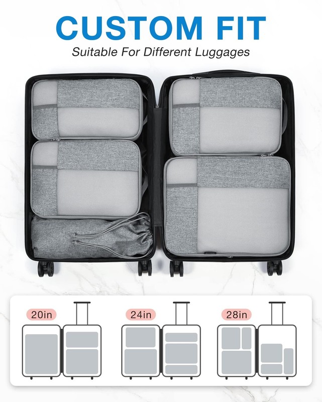 BAGSMART Compression Packing Cubes for Travel, Durable Travel Cubes for Carry... gallery