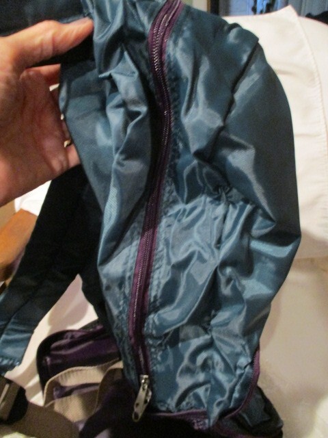 AVON Foldable Backpack Purple/Green 26"L x 17"W(empty) 2 Mesh Side Pockets 2013 gallery