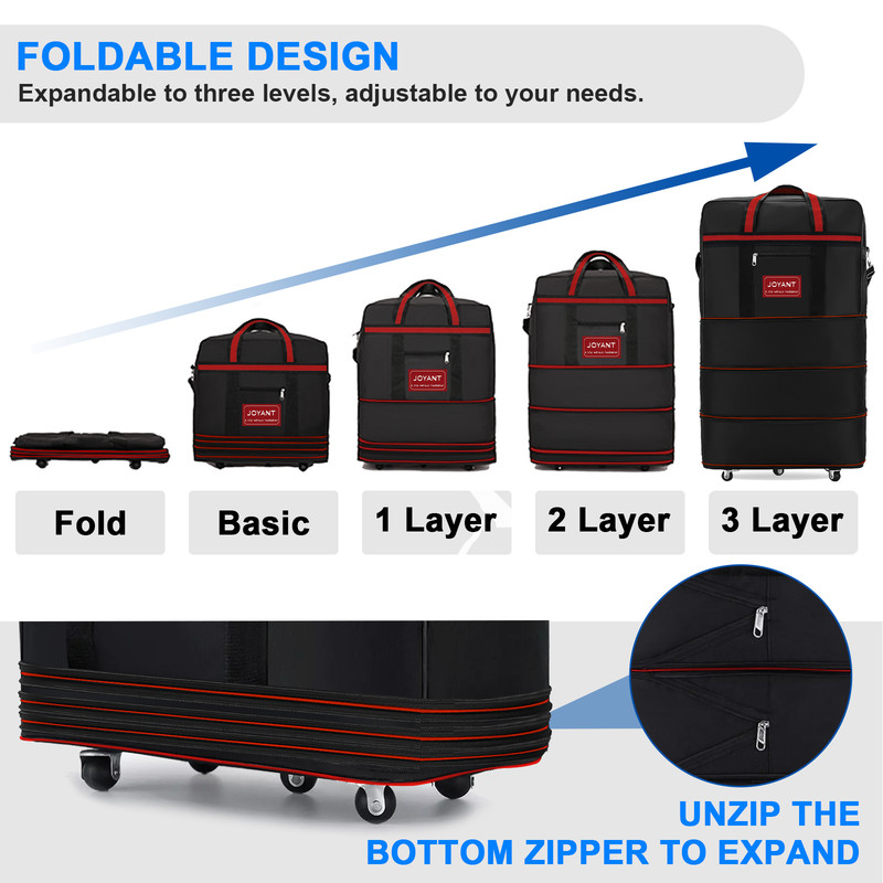 Expandable Duffle Luggage Bag 1200D Foldable Travel Bag 32"/42" w/Rolling Wheels gallery