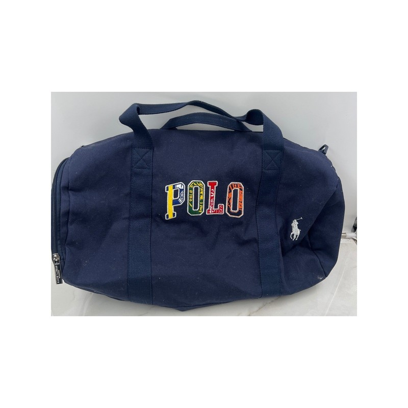 Polo Ralph Lauren Fragrances Navy Blue Canvas Duffel Bag Weekend Travel Gym Bag