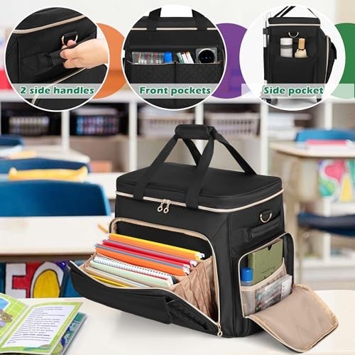 Multifunctional Rolling Teacher Bag with Laptop Compartment & Detachable Dolly, gallery
