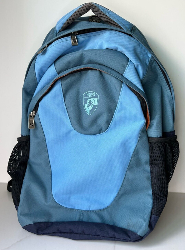 Heys Backpack School Comfort Padding Back/Strap Headphone Access Blue Lined EUC