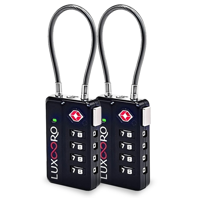 Tool-Less TSA Approved Luggage Lock with Alert Indicator, 4-Digit Resettable ...