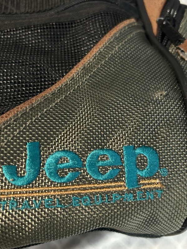 Vintage Jeep Travel Equipment Duffle Bag Faux Leather 4 Zip Compartment gallery