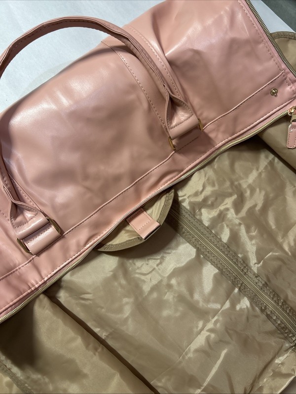 Carry On Garment Bag, Large Polyester Faux Leather Duffle Pink Bag Waterproof gallery