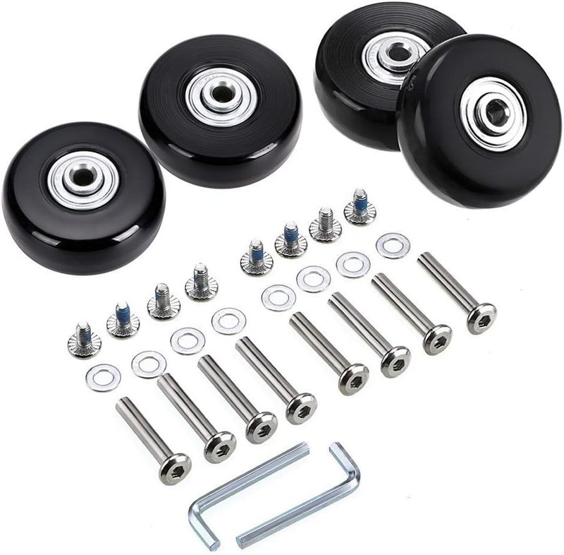 Luxury 50mm Replacement Wheels Set - Durable Black Rubber for Suitcases & More gallery