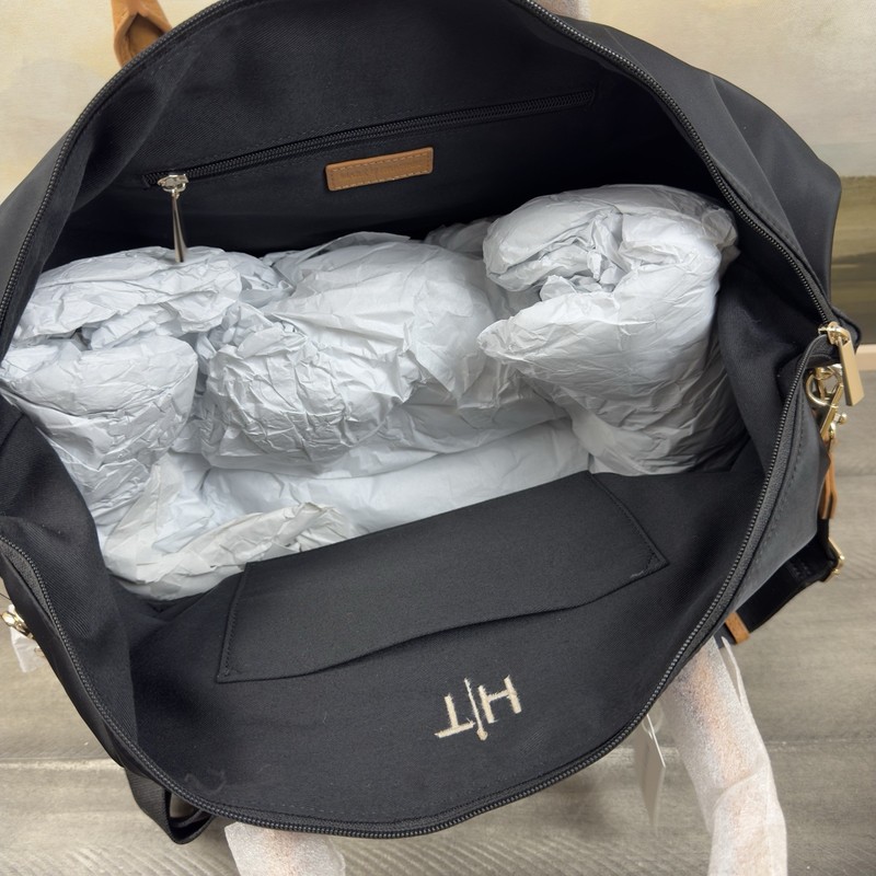 Mark & Graham Terminal 1 Expandable Travel Tote Bag Black Monogrammed “TH” NWOT gallery