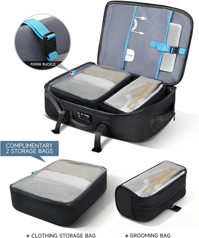 Carry on Backpack with Wheels, Rolling Backpack with Dry-Wet Pocket, TSA Lock, L gallery