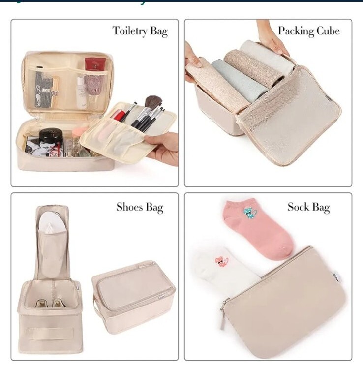 8 Set Packing Cubes Luggage Packing Organizers for Travel Accessories in Cream gallery