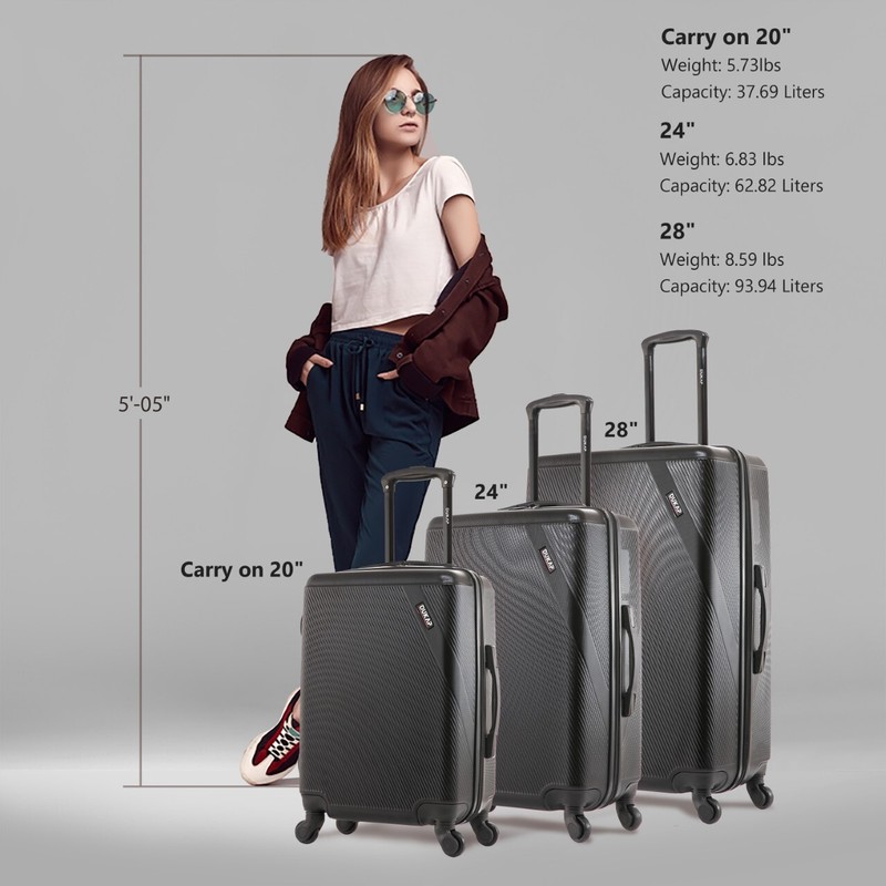 DUKAP Discovery Hard Shell Luggage Set Spinner Wheels Travel Suitcase 20 24 28 gallery