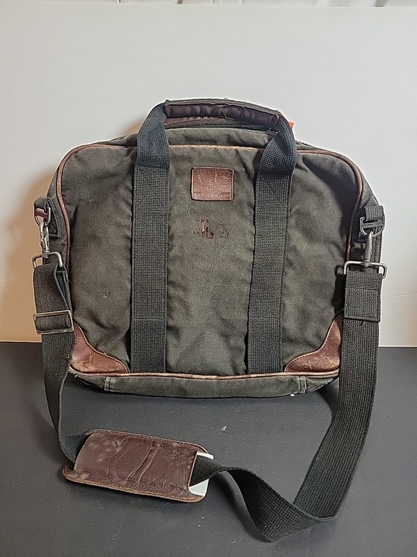 Vtg 1980s Lands End Square Rigger Green Heavy Canvas Leather Large Travel Bag