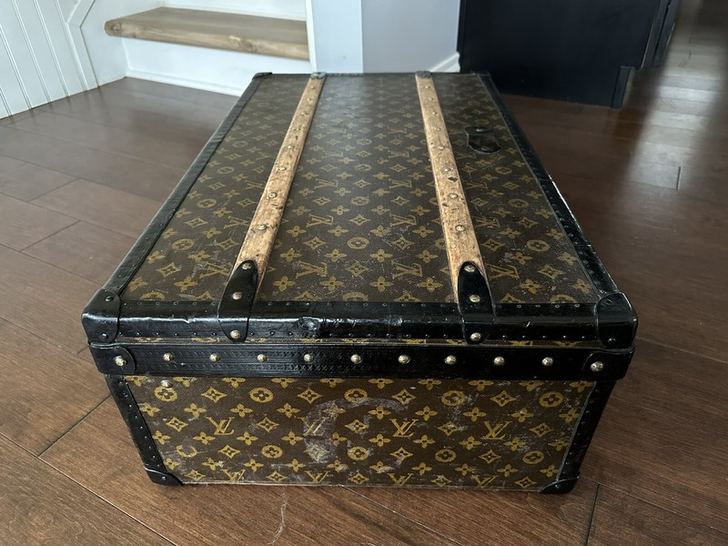 Louis Vuitton Rare Model Suitcase Trunk With Wood Slats Antique Luggage gallery