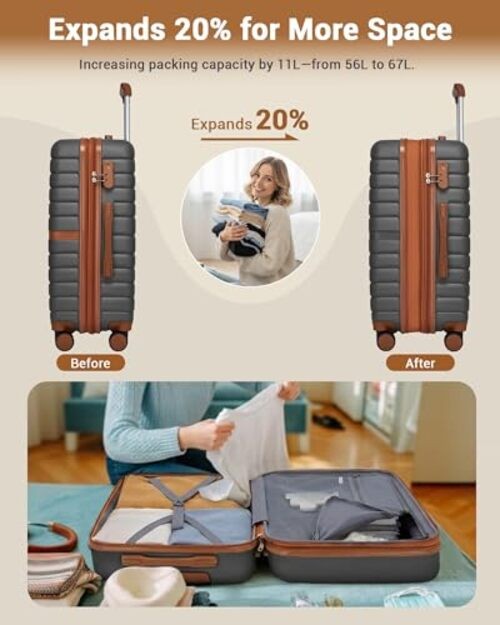 Luggage Sets 2 Pieces - Expandable 24 Inch - Grey/Brown - 24/Db gallery