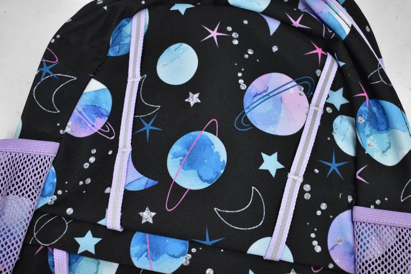 Lands' End Backpack Space Planets Print Black Purple Kids School Bag gallery