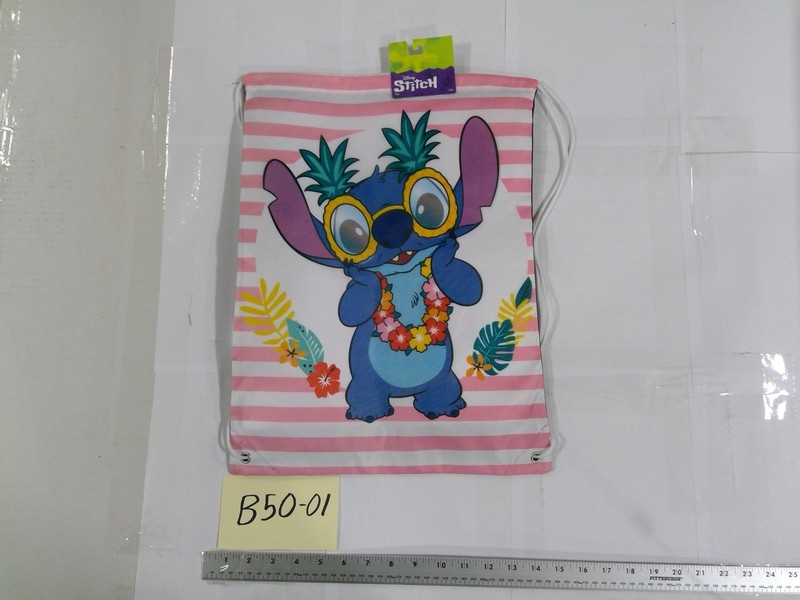 Disney Stitch Pink 18″ Drawstring Backpack Soft Case Girls School Gym Bag