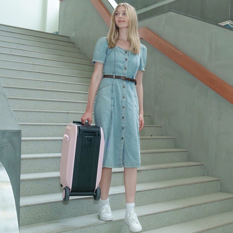 🧳20'' Smart Rideable Suitcase 31L Electric Luggage Scooter For Travel ^APP Pink gallery