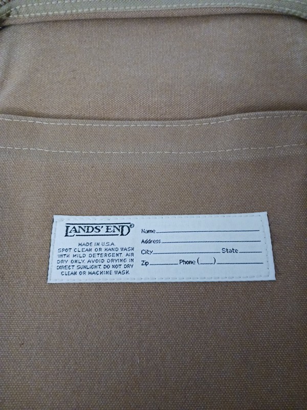 Vintage Lands End Deluxe Square Rigger Canvas Leather Khaki Zip MAP case gallery