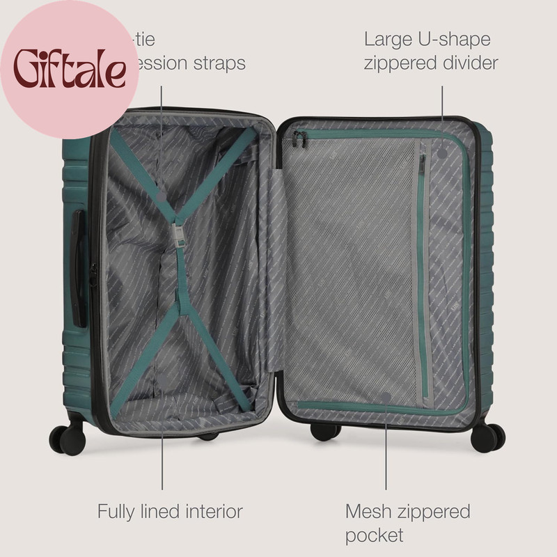 Boren Expandable Hardside Rugged Travel Luggage with 8 Spinner Wheels, Teal, Che gallery