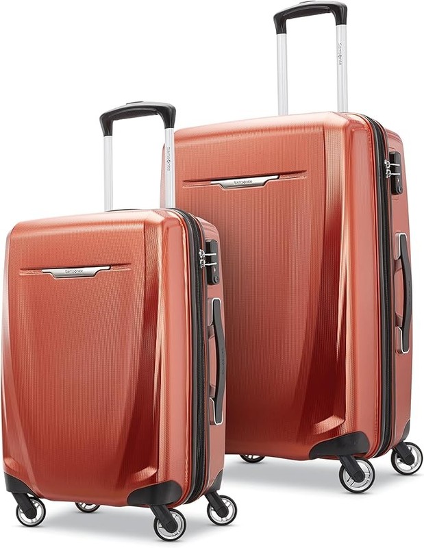 Hardside Spinner Luggage 2 Piece Set Burnt Orange 20 25