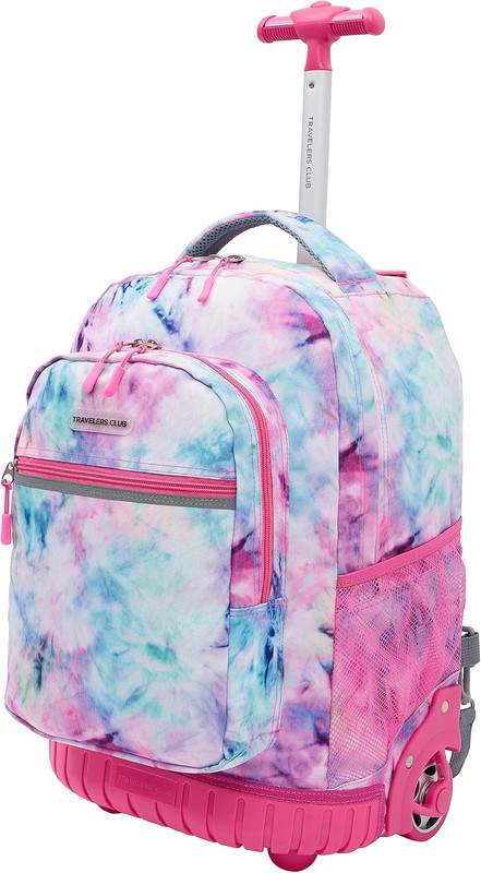 18" Rolling Backpack with Shoulder Straps, Tye Dye gallery